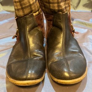 Cute plaid and leather bootie